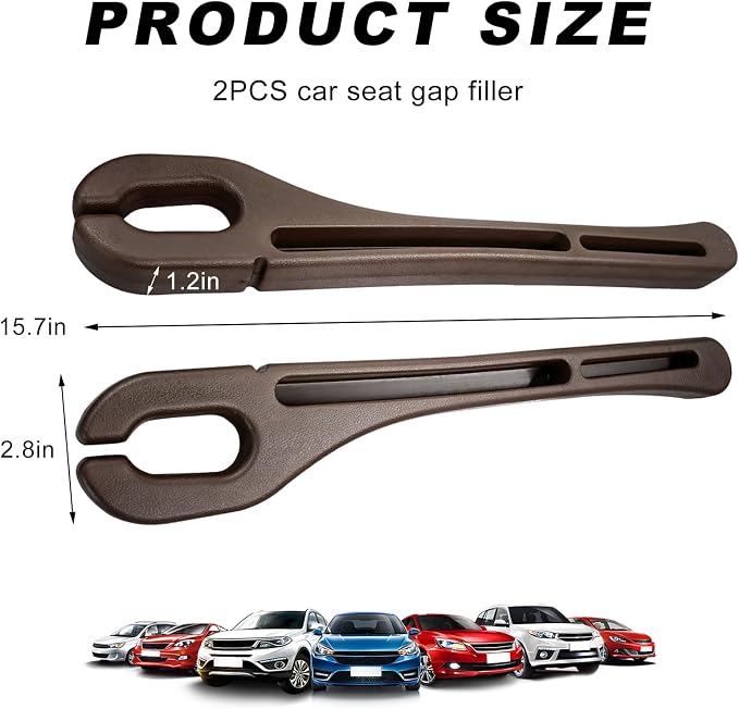 2 PCS Car Seat Gap Filler, Multifunctional Side Seat Gap Stopper Organizer with Phone Holder, Automotive Crevice Blocker Plug Between Seats Console to Prevent Dropping (Brown)