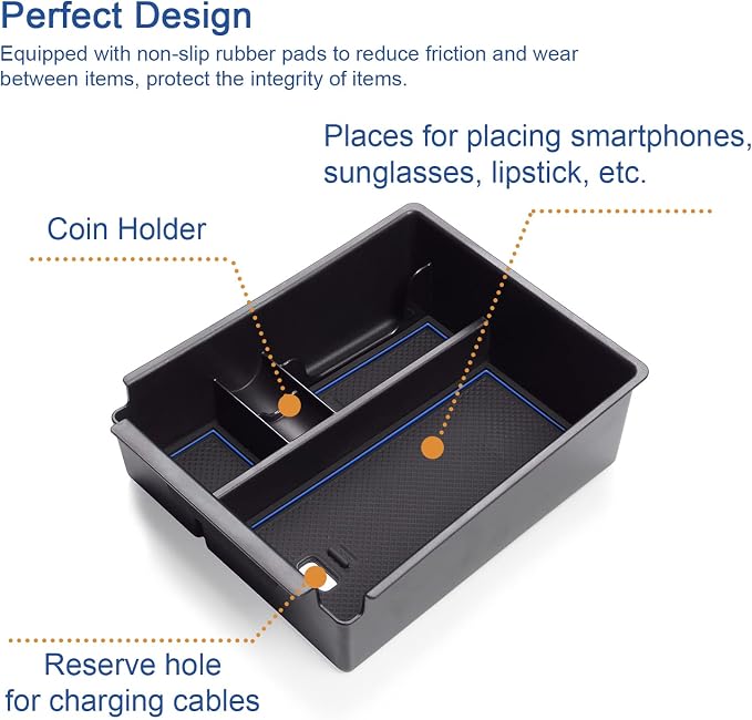 2022 Tucson NX4 Center Console Organizer Compatible with 2022 2023 Santa Cruz Pickup Truck Console Tray, 2022 2023 Tucson NX4 Santa Cruz Armrest Box Insert Tray Accessories (Blue Mats)