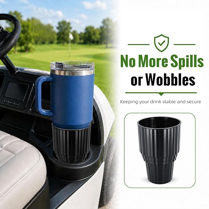 Roykaw Golf Cart Cup Holder for Propane Heater and Cup, Front Dash Cup Holder Adapter, Universal Compatible with EZGO Club Car Yamaha, Fit Most Bottle and Drinks, 2 PCS