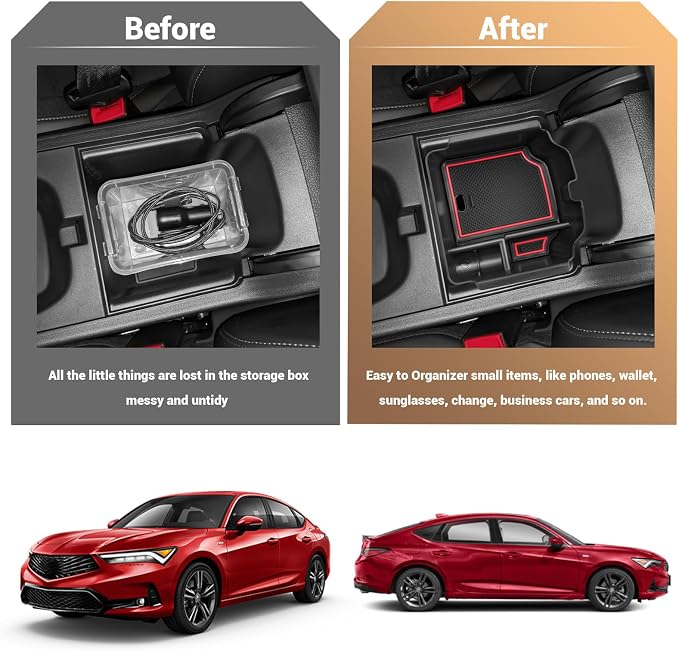 YEE PIN Integra Tray Red for 2023 2024 2025 2026 Acura Integra Center Console Organizer Console Storage Insert Tray Integra Arm Rest Organizer for Acura Integra Accessories