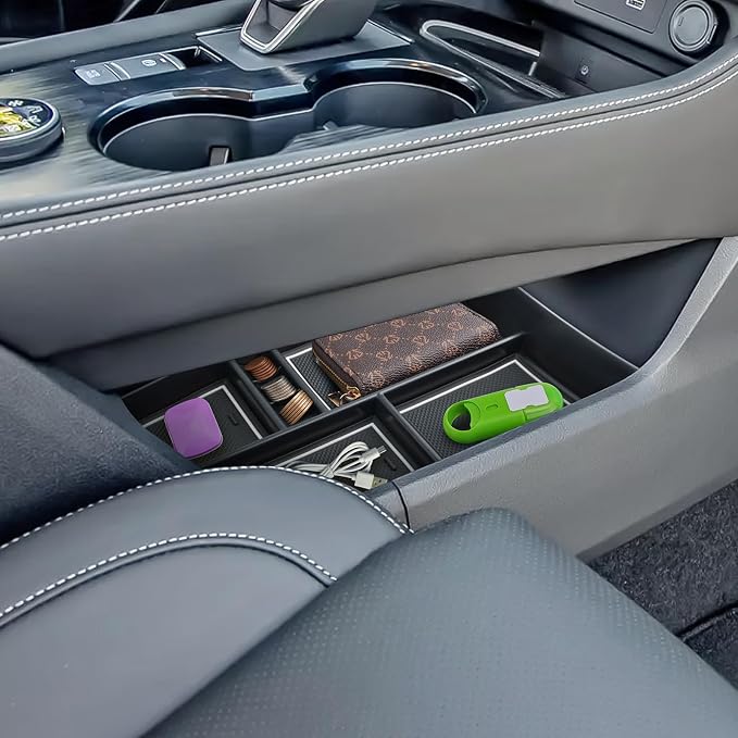 2021-2026 Rogue Center Console Organizer Lower, for Nissan Rogue (S/SV/SL/Platinum/Rock Creek/Dark Armor), Durable ABS &Anti-Slip Rubber Console Tray Insert 2026 2025 Rogue Accessories (White)