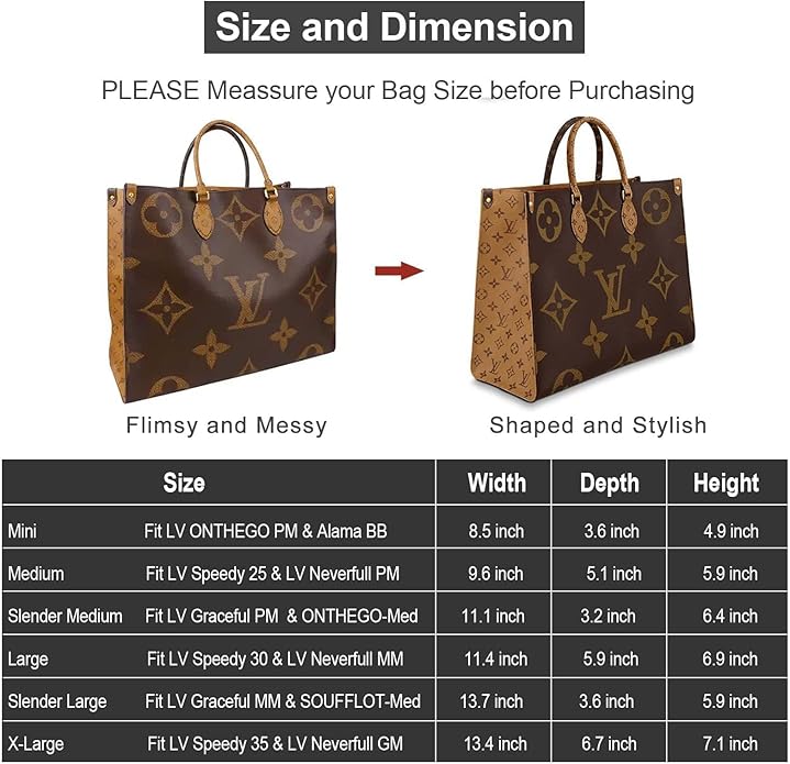 OMYSTYLE Purse Organizer Insert, Felt Tote Bag Organizer Insert with 5 Sizes, Handbag Dividers for Inside Purse, Compatible with Longchamp, Neverful, Speedy and More