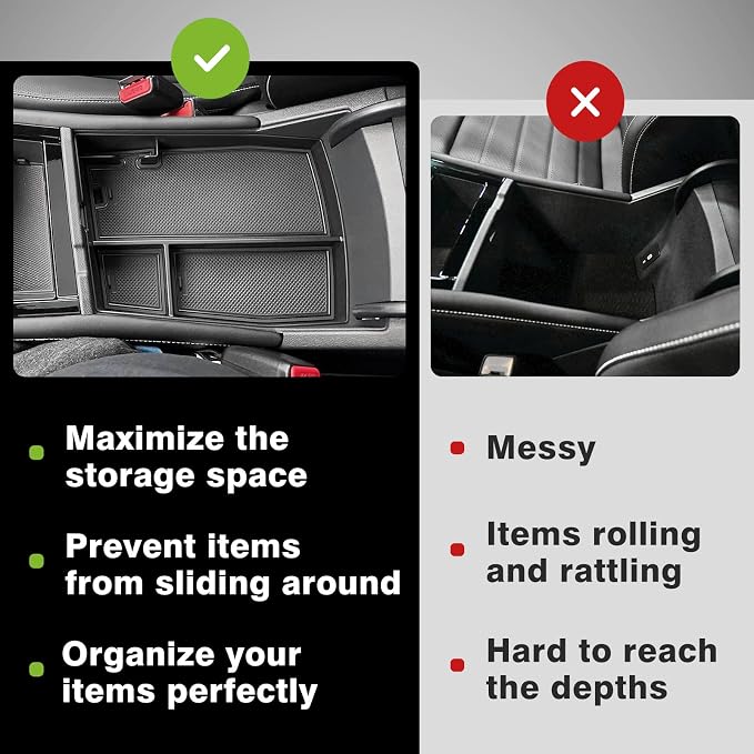 Muslogy 24 NEW Center Console Organizer Compatible with 2024 2025 2026 Volkswagen Atlas/Cross Sport Accessories Armrest Box Console Tray with Coin Holder Storage Insert (Center Console Tray)