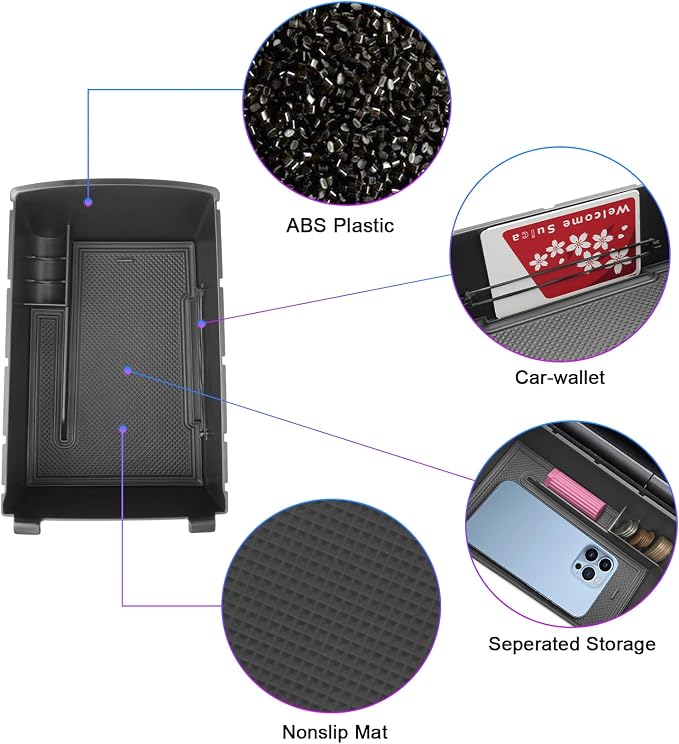 SXCY for 2025 2026 Genesis GV80 Center Console Organizer for Genesis GV80 Accessories 2025 2026 GV80 Front Console Tray 2025 2026 GV80 Armrest Console Organizer(Black Mats)