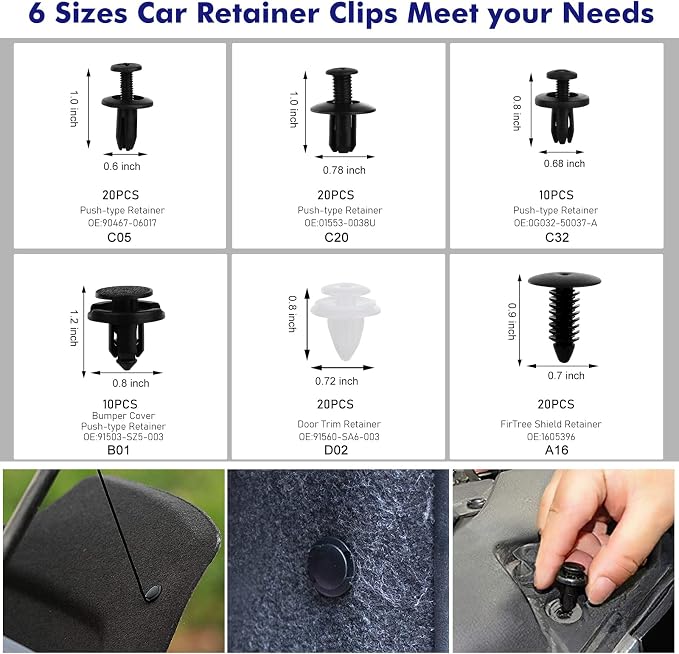 GLK 248pcs Trim Removal Tool, Pry Tool, Door Panel Radio/Stereo Terminal Removal Tool Kit, Fasteners Remover, with Car Retainer Bumper Clips,Automotive Hook Set, Blue