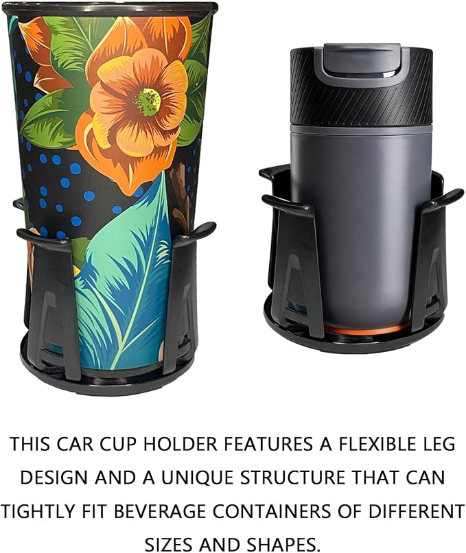 2PCS Car Cup Holders Insert, Cup Holder Adapter for Car, Self-Adhesive Adaptive Clamp Arm, Wiggle-Free Automotive Cups Holder Expander for Water Bottles/Drinks, Universal for SUV Sedan Truck