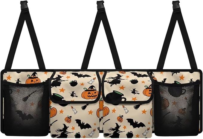 Hanging Trunk Organizer Cartoon Halloween Car Back Seat Storage with 4 Large Pockets Foldable Automotive Interior Accessories for Sedans MPV SUV Jeep Trucks Van