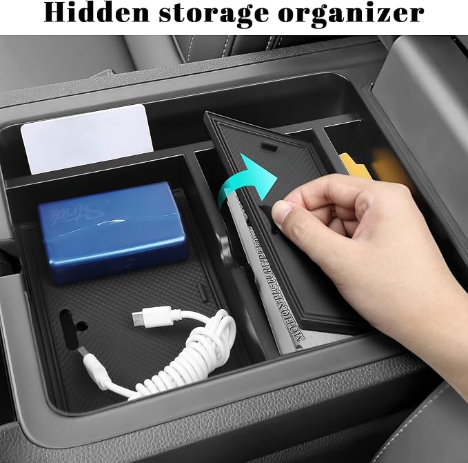 2PCS Center Console Organizer Compatible with Honda 2023-2025 2026 Pilot & 2024-2026 Passport & 2024 2025 Ridgeline Accessories Hidden Box Organizer