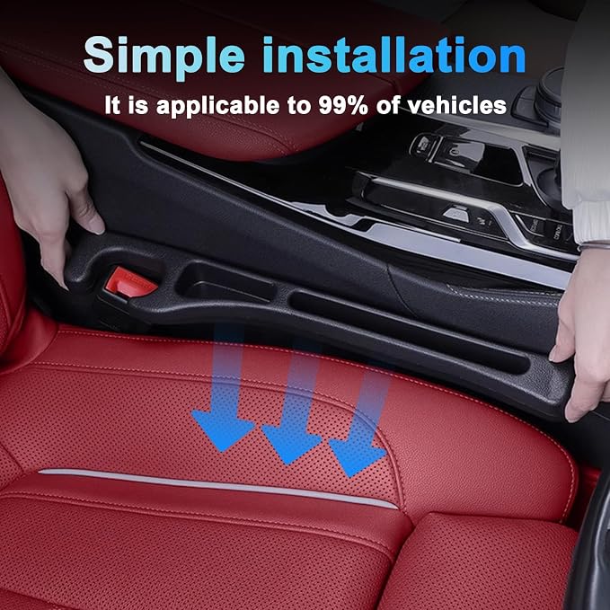 2-Pack No-Drop Seat Guard - Universal Car Seat Gap Filler Blocker | Never Lose Phone, Keys, or Credit Cards Again Between Seat & Console (2)