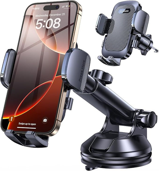 Romuto Phone Holders for Your Car Phone Holder Mount【Super Suction】Cell Phone Holder for Car Accessories for Women Men【360° Adjustable】Suction Phone Mount for Car, Window, Bathroom for iPhone Samsung