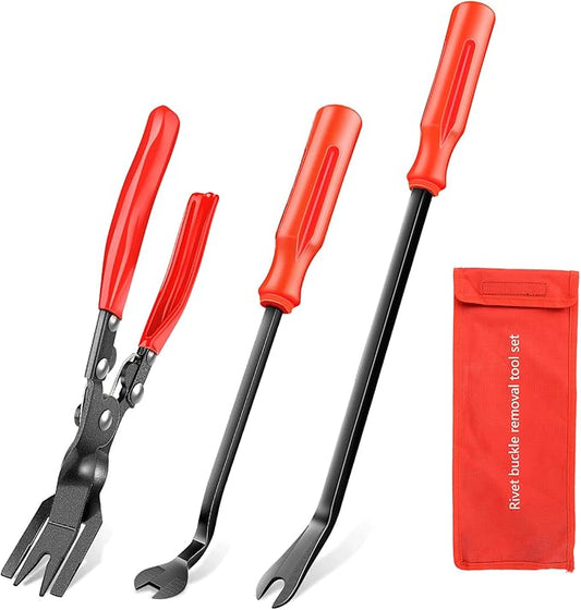 GOOACC 3 Pcs Clip Pliers Set & Fastener Remover - Auto Upholstery Combo Repair Kit with Storage Bag for Car Car Panel Dashboard