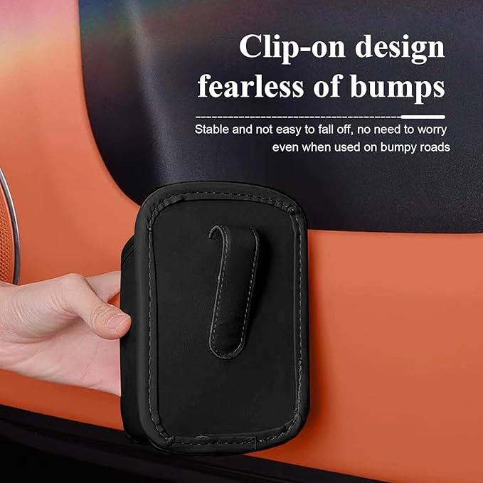 Car Cup Holder, Waterproof Leather Car Door Cup Holder, Clip-On Back Seat Storage Bag & Trash Can, Universal Hanging Drink & Phone Organizer Pocket for Most Cars (Black)