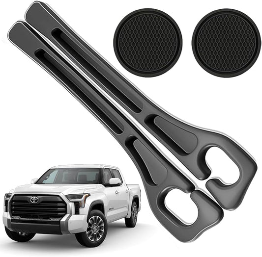 Car Seat Gap Filler Organizer Compatible with Toyota Tundra 2014-2026 Accessories Seat Gap Plug Blocker with Storage Slot Non-Slip Car Cup Holder Coaster Black