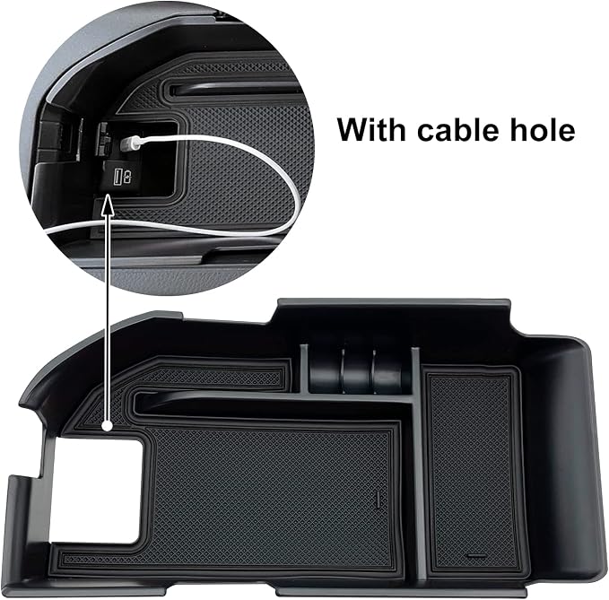 Compatible with Camry XLE or XSE 2018-2021 2022 2023 2024 & Camry LE SE 2020-2023 2024 Center Console Organizer Tray Accessories, Fit Dual USB Ports（not for 9th 2024 2025 Camry） (Black)