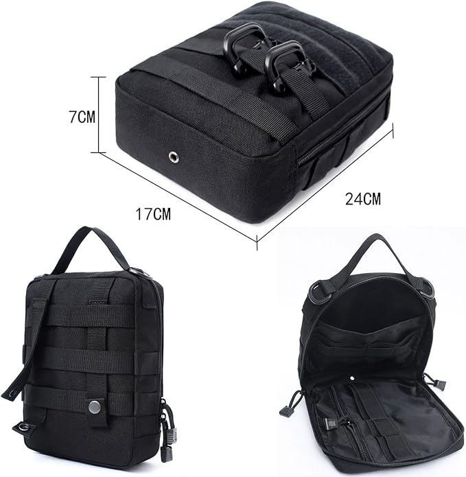 Car Truck Seat Back Organizer Tactical Molle, Upgrade Tactical Vehicle Panel Organizer with 5 Detachable Molle Pouch, Universal Fits for Most of Vehicle (Black)