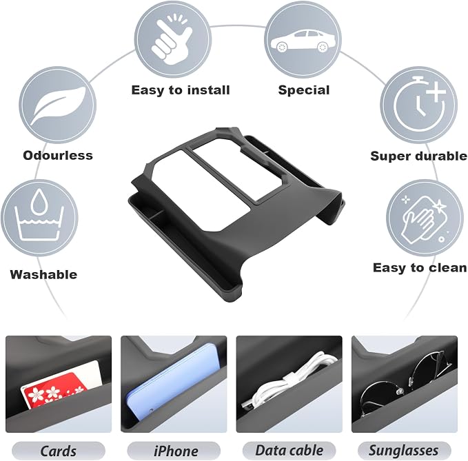 SKTU for 2026 Toyota RAV4 Gear Shift Panel for 2026+ Toyota RAV4 (LE/SE/XLE Premium/Woodland/XSE/Limited) Center Console Organizer 2026 RAV4 Accessories Rubber Passenger Side Storage Box Durable