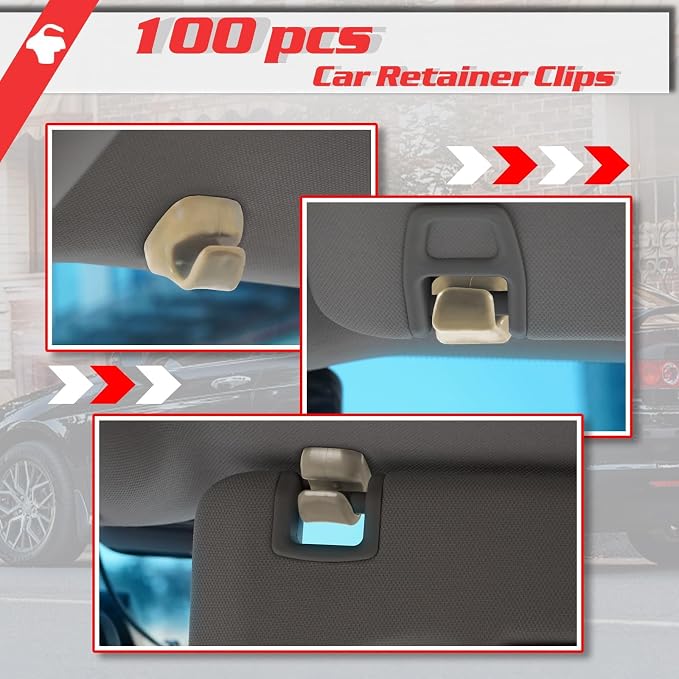 OTUAYAUTO 2PCS Sunvisor Clip Hook Compatible with 1998-2007 Accord 1996-2004 Civic 2007-2011 CR-V 1999-2010 Odyssey 2006-2011 Ridgeline, Replace 88217-S01-A01ZA Beige