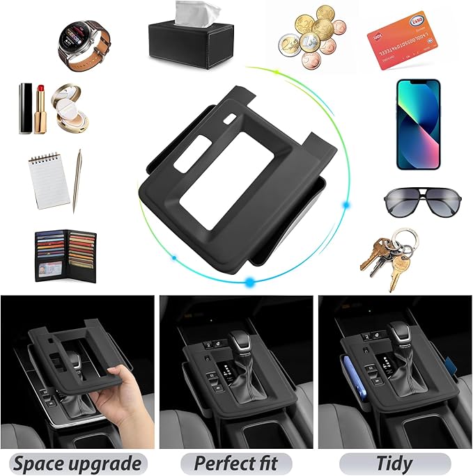 SKTU for 2026 Toyota Corolla Cross Gear Shift Panel for 2026+ Toyota Corolla Cross (XLE/Hybrid XSE) Center Console Organizer 2026 Corolla Cross Accessories Rubber Passenger Side Storage Box Durable