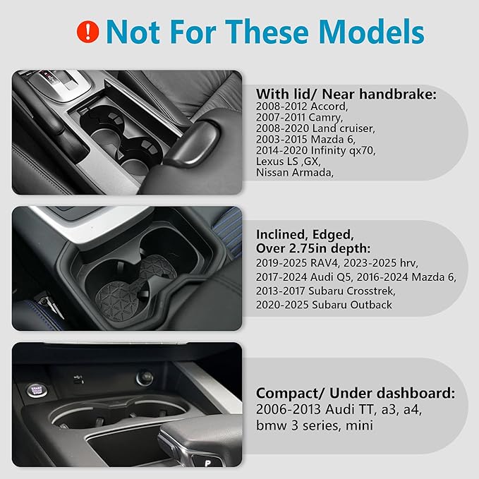 Seven Sparta Car Cup Holder Expander with Offset Adjustable Base, Compatible with Hydro Flasks 32/40 Ounce, Compatible with Yeti Ramblers 20/26/30 Ounce, Other Bottles in 3.4"-3.8" (Black)
