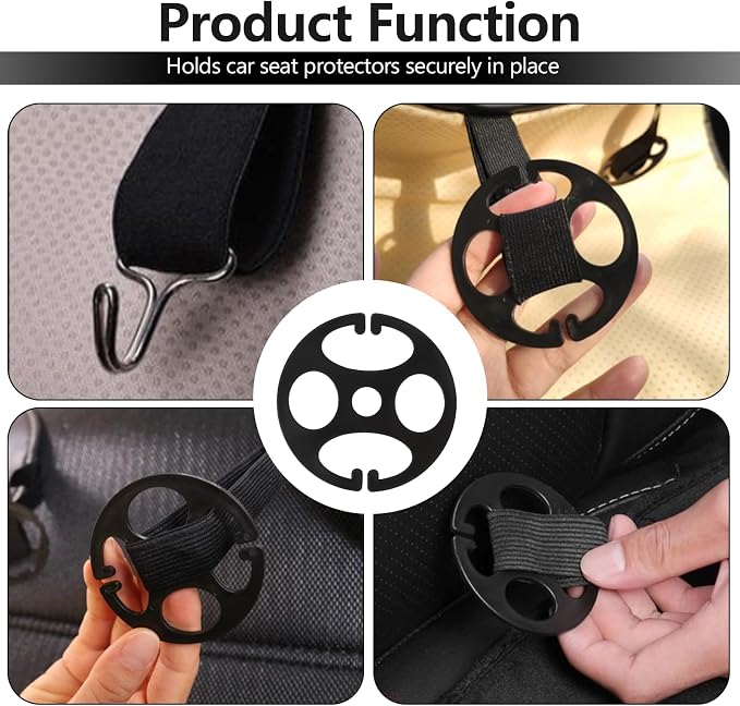 24PCS Car Seat Cover Plum Plate Metal Hook, 12PCS Plastic Car Seat Covers Chucks Fixed Fastener Buckle, 12PCS Metal Hooks Set Locking Clips for Car Seat Replacements Accessories (Black)