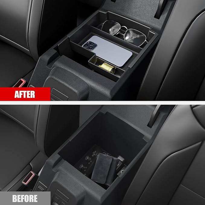 Mabett Double-Layer Console Organizer for Bronco 2025 2026 4-door, Armrest Storage Box with Non-Slip Mat for Bronco Accessories (Not for Manual Transmission Not for Bronco Sport)