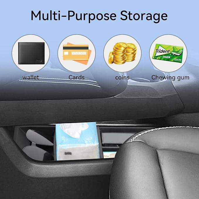 Lower Center Console Organizer Tray Compatible With 2026 2025 Gmc Terrain (Elevation Denali At4) Console Storage Interior Accessories - TPE, Black
