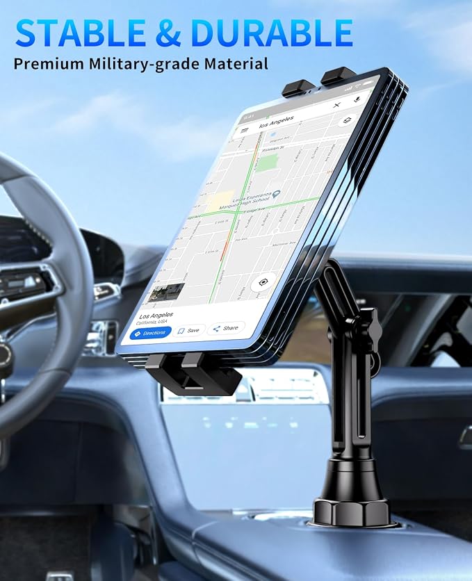 Tablet Holder for Car, Car Cup iPad Holder Mount, [Upgraded Version] Universal Cup Cradle, Long Adjustable Neck, for 4.7-13 Cell Tablet/Phone Stand for iPad, iPhone, Galaxy, Google, Switch and more