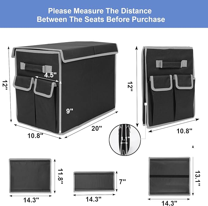 Seat Extender for Dogs up to 200lbs, Back Seat with Storage Pockets, Collapsible Front & Backseat Extender for Large, Medium and Small Dogs(Grey&Black)