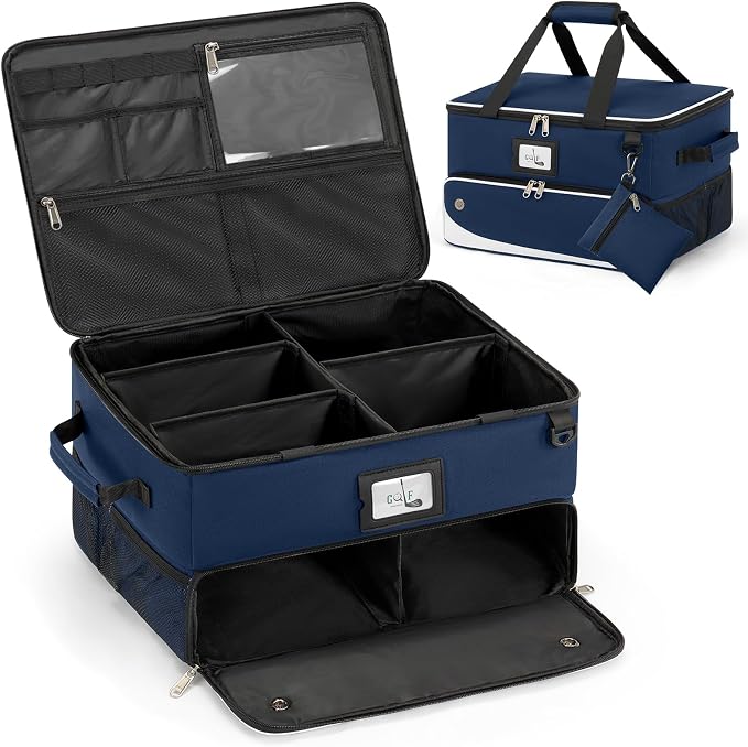 RAINSMORE Golf Trunk Organizer Golf Bag Organizers Golf Shoe Bag with Separate Ventilated Compartment for 2 Pair Shoes Golf Accessories for Balls, Gloves, Clothes