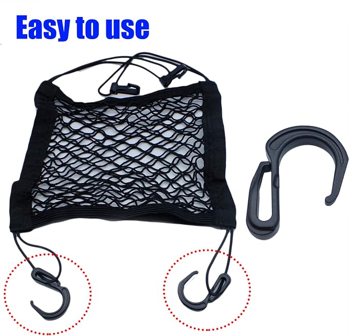 8PCS Plastic S Hook Clips Car Mesh Net Hook Elastic Rope Cord Hooks for Elastic Nets Car Trunk Seat Middle Truck Net Cargo Mesh Net Suitcase Roof