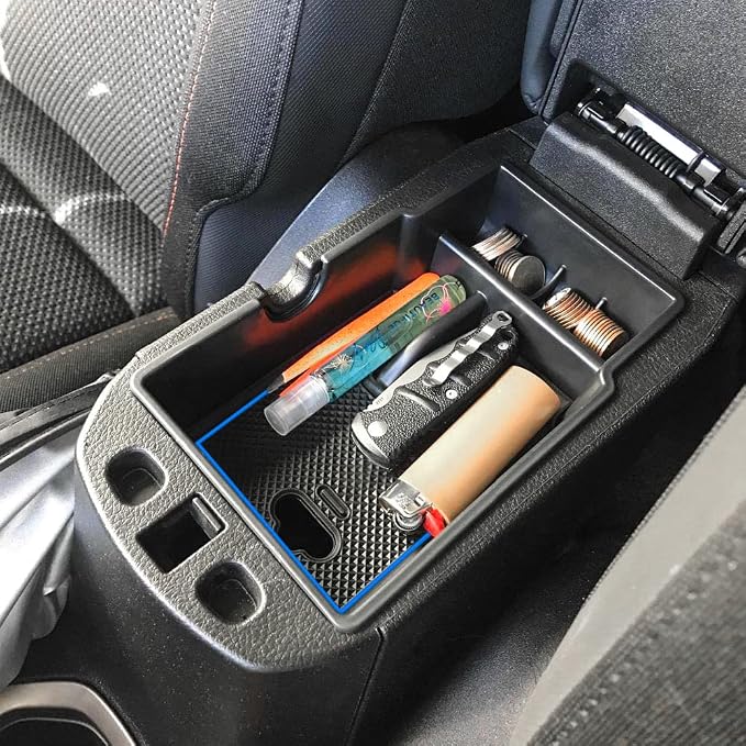 EDBETOS Center Console Organizer Tray Compatible with Jeep Renegade Accessories 2015-2019 2020 2021 2022 2023 Armrest Glove Box Secondary Storage (Blue Line)