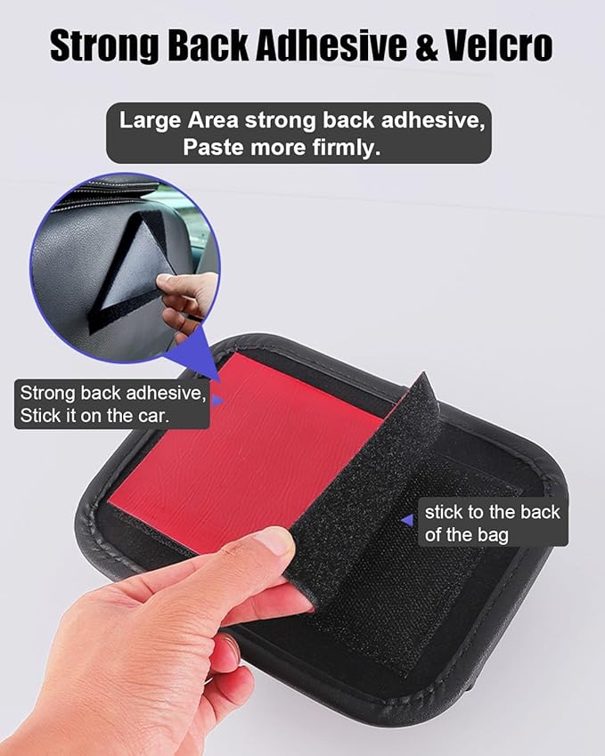 Driver's Car Storage Bag, Small Car Side Pocket Organizer for Car Seats, Doors and Consoles, PU Leather, (Black)