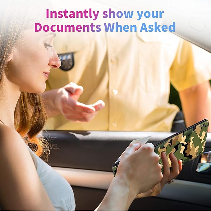 Car Registration and Insurance Holder,PU Leather Car License Document Insurance and Registration Card Holder Men Women Vehicle Glove Box Organizer Auto Accessories-Classic Army Camouflage Pattern
