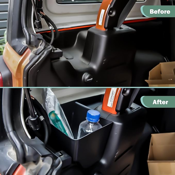 Rear Trunk Storage Tray Organizer Wheel Well Storage Bin for 2018-2022 Jeep Wrangler JL JLU Interior Accessories, Rear Cargo Side Tray, Cargo Expansion Box, Tape, Left & Right, Black