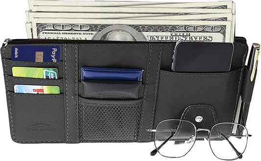 Car Sun Visor Organizer, Car Visor Organizer Visor Storage Organizer with Pockets Car Visor Storage Pouch Truck Sunvisor Organizer for Men Women(Black)