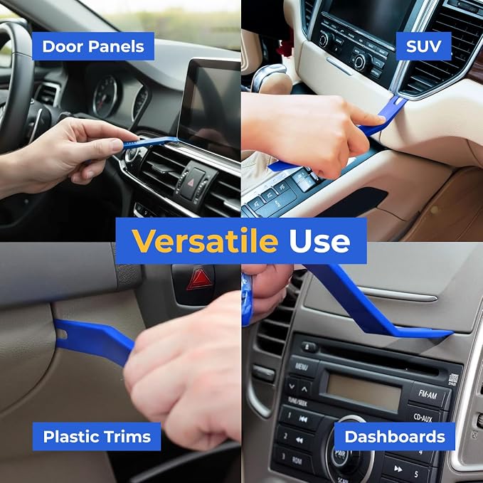 Auto Trim Removal Tool Set - 12pcs (No Scratch Plastic Pry Kit) - Auto Trim Car Tools, Easy Door Panel Removal Tool for Fastener, Clip, Molding, Dashboards, Interior Tools (Pack of 2)