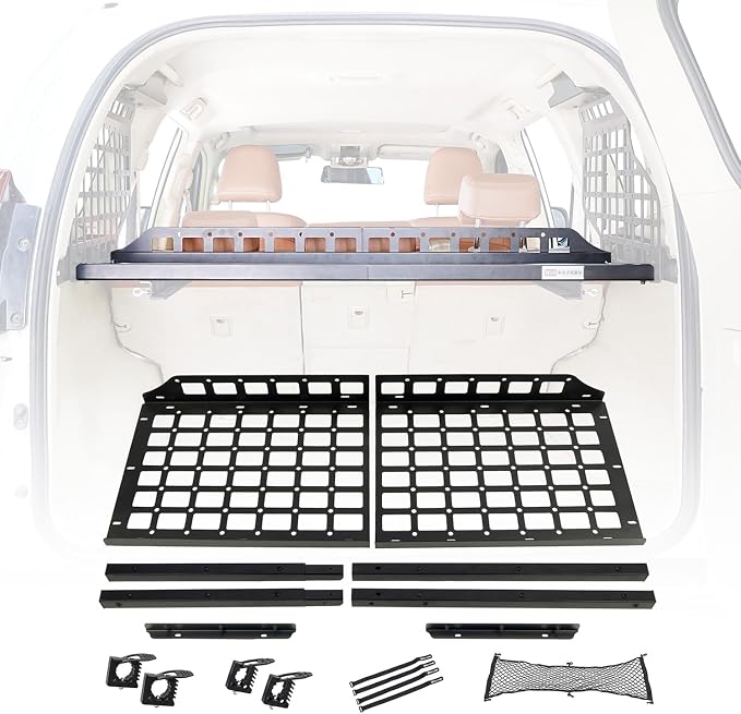 HIGH FLYING for Toyota Prado LC150/Lexus GX460 Car Molle Panels Storage Modular System Trunk Shelf Organizer Rear Cargo Racks (Install requires Side Panels)