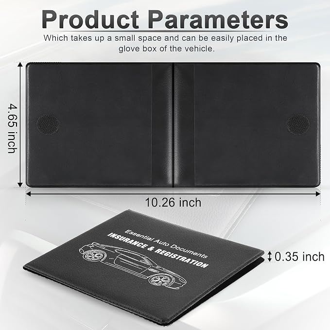 UYYE Car Registration and Insurance Card Holder, Vehicle Glove Box Car Organizer, Interior Car Accessories for Documents, Cards, License - 2 Pack