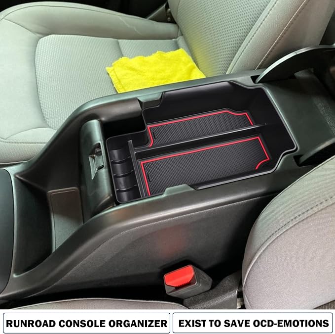 RUNROAD Center Console Organizer Tray Compatible with Chevy Colorado/GMC Canyon 2015 2016-2020 2021 2022 Accessories, Insert ABS Secondary Storage Box Armrest Tray Coin Holder Red