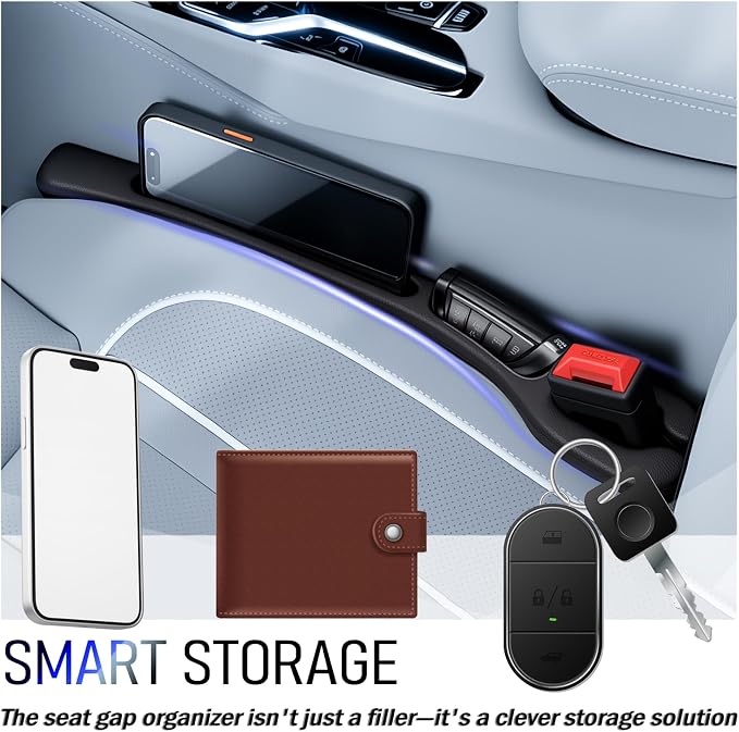 2PCS Car Seat Gap Filler Organizer,2026 Upgrade Gaps Between Car Seats for Avoiding Items Falling,Multi-Function Cars Seat Gap Plug with Storage Slot for 0.98-1.38 Inch Gaps