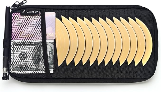 alavisxf xx Car CD Visor Holder, 12 Sleeves Organizer with Mesh Pocket | Durable Oxford Cloth, Holds 12 CDs/DVDs, 1 Pen Holder, 1 Back Inner Pocket, Disc Storage Organizer, Fits Most Vehicle Visors