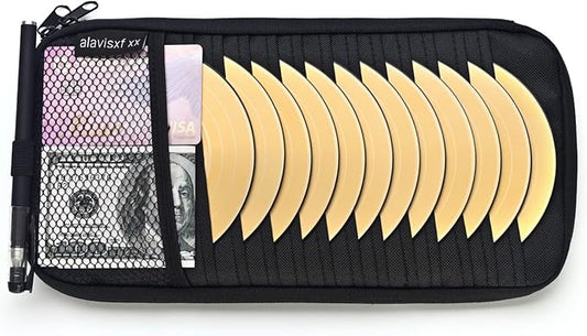 alavisxf xx Car CD Visor Holder, 12 Sleeves Organizer with Mesh Pocket | Durable Oxford Cloth, Holds 12 CDs/DVDs, 1 Pen Holder, 1 Back Inner Pocket, Disc Storage Organizer, Fits Most Vehicle Visors