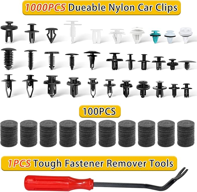 Car Retainer Clips 1101 PCS Car Door Panel Trim Clips Kit 32 Most Popular Sizes Cars Body Kits 1 Pcs Fastener Remover for Ford GM Toyota Honda Chrysler BMW Benz Nissan Subaru Audi Mazda