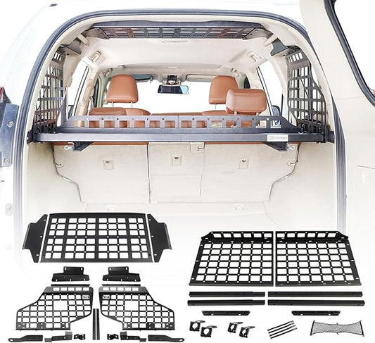 HIGH FLYING for Toyota Prado LC150/Lexus GX460 Rear Window & Overhead Roof Molle Panels Storage Modular System Trunk Shelf Organizer Rear Cargo Racks