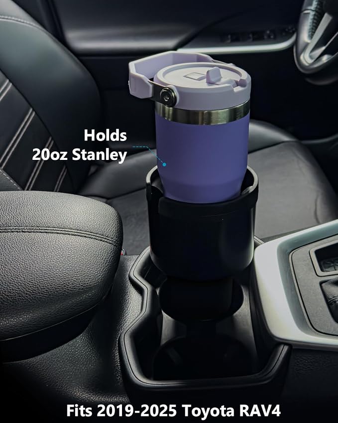 Seven Sparta Car Cup Holder Expander (Long Base), Adjustable Expandable Offset Extender, Compatible with Hydro Flasks 32/40 oz, Yeti 20/26/30oz, Owala 24/40oz and Large Bottles in 3.4"-3.8" (Black)