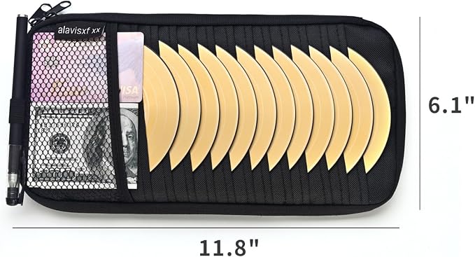 alavisxf xx Car CD Visor Holder, 12 Sleeves Organizer with Mesh Pocket | Durable Oxford Cloth, Holds 12 CDs/DVDs, 1 Pen Holder, 1 Back Inner Pocket, Disc Storage Organizer, Fits Most Vehicle Visors