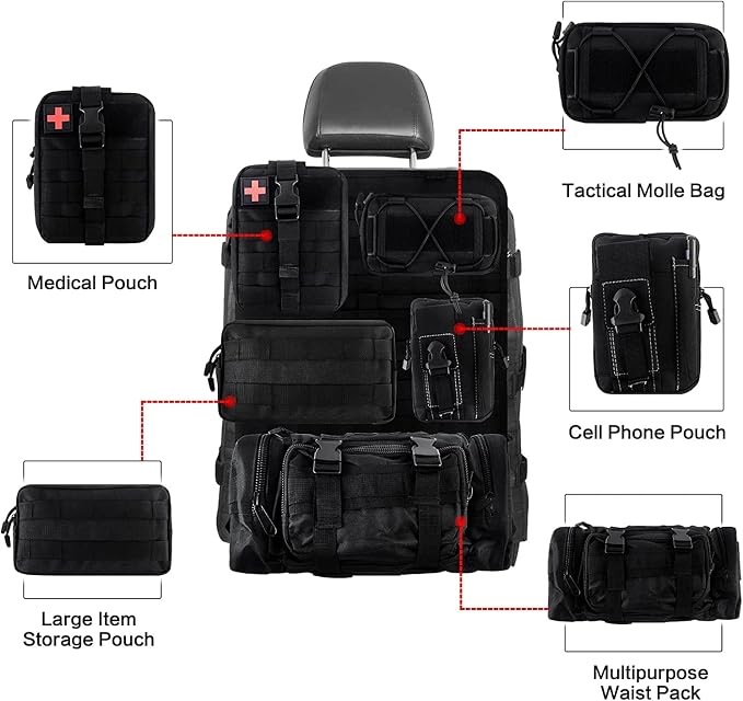 Z8 Tactical Front Seat Back Storage Bag/Hanger Bag Organizer with 5 Bags,Universal fits for All Vehicel