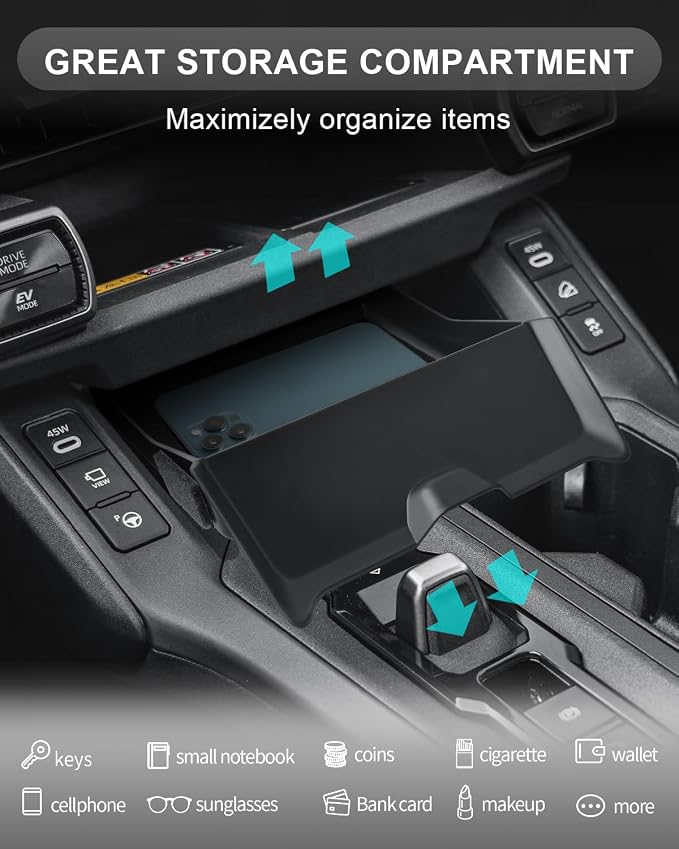 CDEFG for 2026 RAV4 Center Console Organizer Tray for 2026 Toyota RAV4 (LE/XSE/SE/XLE Premium/Woodland/XSE/Limited) Accessories Lower Console Drawer Storage Box