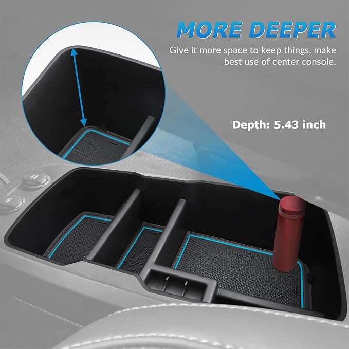 MARCHFA Center Console Lower Organizer Tray Compatible for Kia EV6 Accessories 2026 2025 2024 2023 Armrest Bottom Storage Box (Blue)
