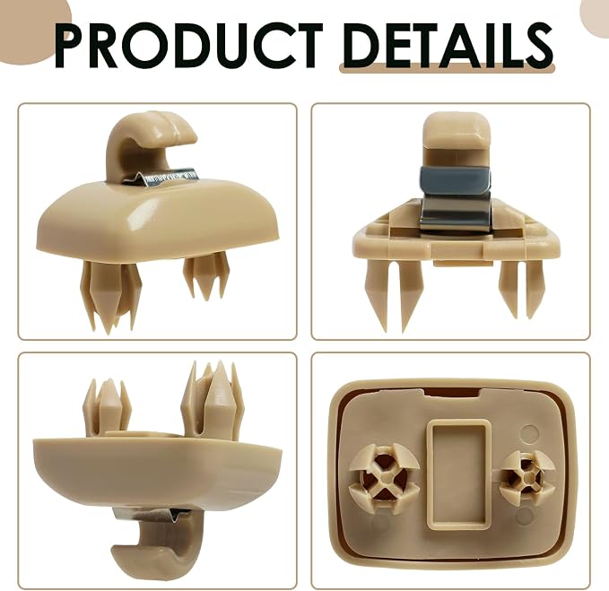 2015 Q5 Sun Visor Clip Replacement Compatible with Audi, Sunvisor Inner Clip for A1 A3 A4 A5 A6 Q3 Q5 S3 S4 S5 TT, ABS Construction Interior Sunscreen Holder Hook, OEM #8U0857562A (1Pcs Beige)